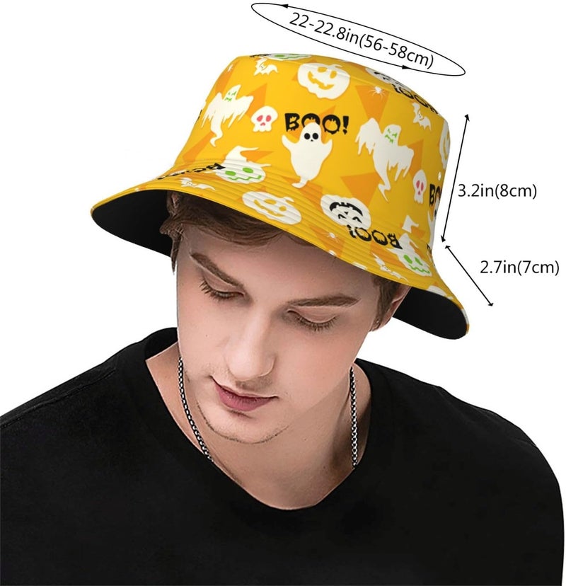 YFBXHSN Cartoon Pumpkin Halloween Bucket Hat Pumpkin Hat Ghost Cap Outdoor for Men Women Beach, Golf, Fishing Hat - Image 3